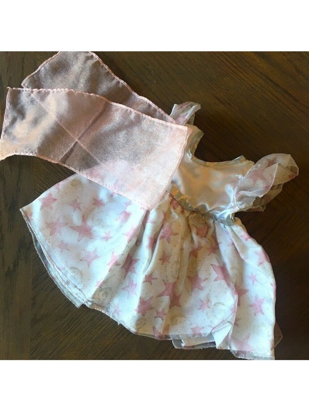 Build-a-Bear Workshop star print pink and white princess dress and scarf set